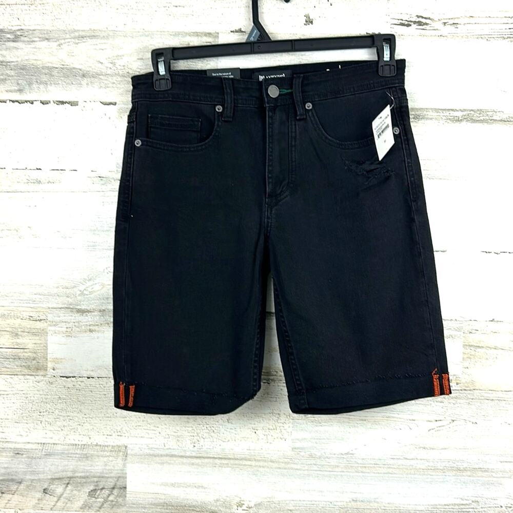 Blank NYC Mens 31 Horatio Black 10" Denim Casual Skinny Fit Jean Shorts NWT